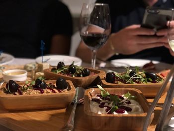 Close-up of food served on table in restaurant