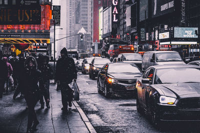 View of traffic on city street