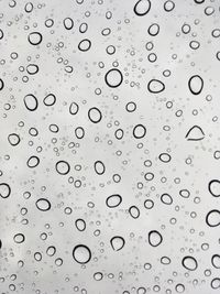 Full frame shot of raindrops on window