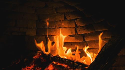 Close-up of bonfire at night