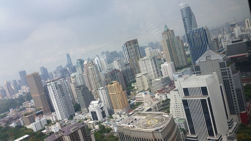 High angle view of cityscape against sky