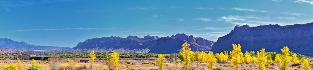 Panoramic view of landscape and mountains against sky