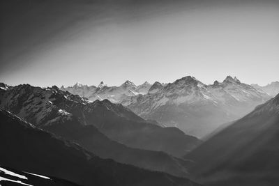 Scenic view of mountains against clear sky