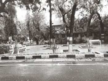 View of fountain in park