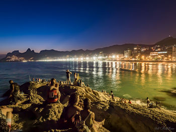 Panoramic view of sea against clear sky