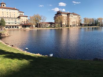 River by city against sky