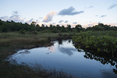 Scenic view of lake against sky