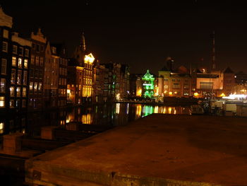 Illuminated buildings at night