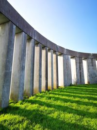 Low angle view of concrete structure against clear sky