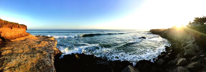 Scenic view of sea at sunset