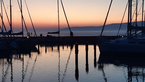 View of marina at sunset