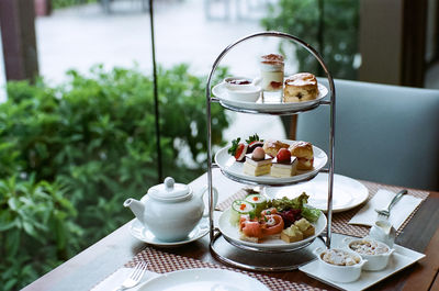 View of breakfast served on table