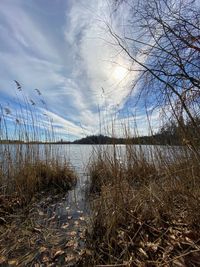 Scenic view of lake against sky