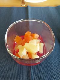 High angle view of food in bowl on table