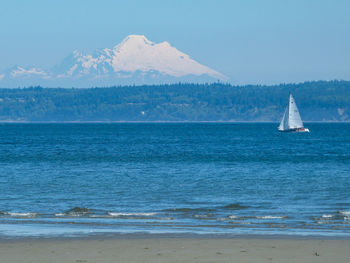 Scenic view of boats in sea