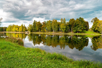 Scenic view of lake against sky