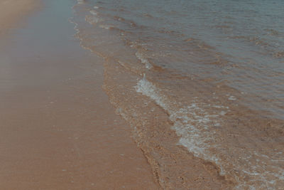 High angle view of waves on beach