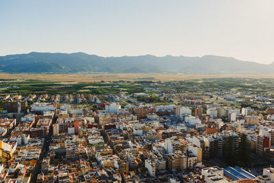 High angle view of townscape against sky