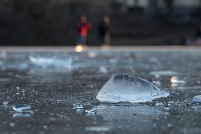 Close-up of frozen water