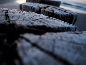 Close-up of rusty metallic wood