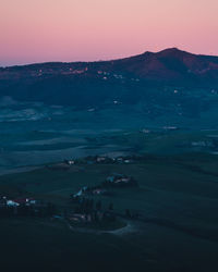 Scenic view of landscape against sky during sunset