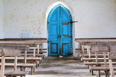 Closed door of old building