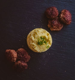 High angle view of food on table