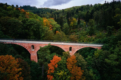 Old railway viaduct in srebrna gora. poland landmark near klodzka