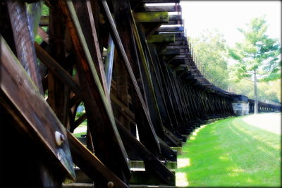 Close-up of bridge against sky