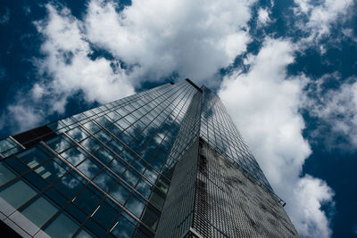 Low angle view of modern building against sky