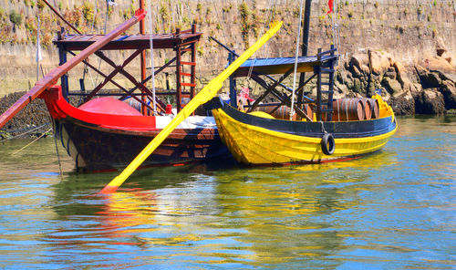 Fishing boat moored in river