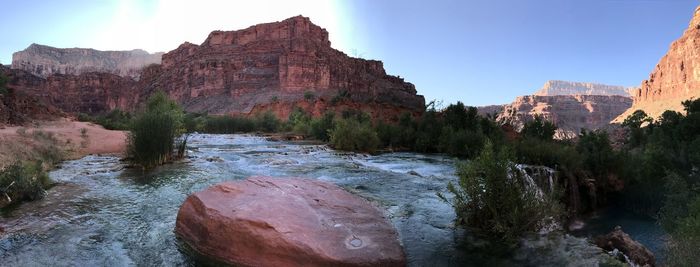 Rock formations at riverbank