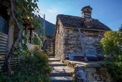 Low angle view of old building against sky