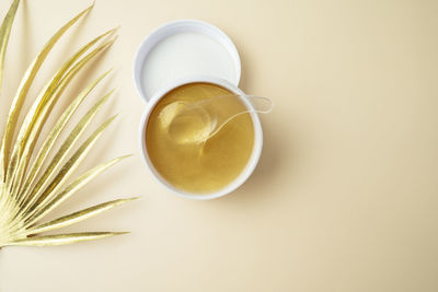 High angle view of coffee on table