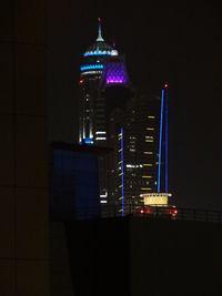 Illuminated electric lamp at night