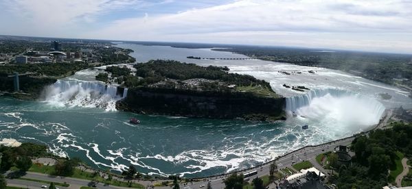 High angle view of waterfall