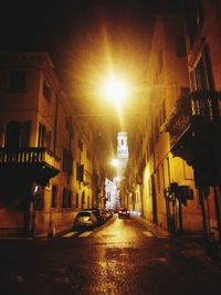 Illuminated street at night