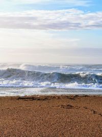 Scenic view of beach against sky