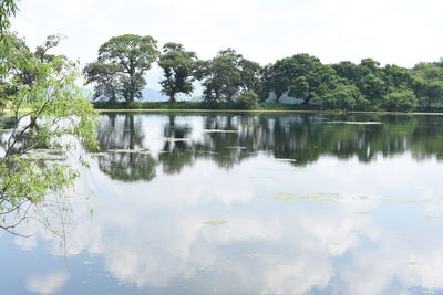 Scenic view of lake against sky