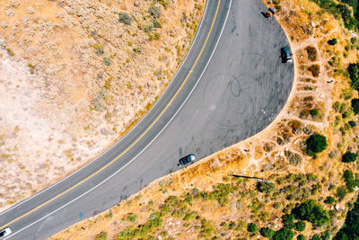 High angle view of highway on road