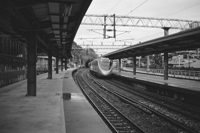Train on railroad station platform