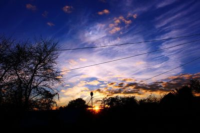 Low angle view of silhouette trees against sky during sunset