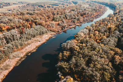 Aerial of bending river