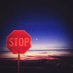 Road sign at night