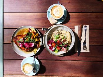 High angle view of food on table