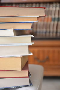 Close-up of books on table