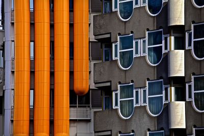 Orange pipes on residential building