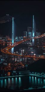 Illuminated city at night