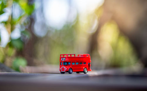 Close-up of toy car