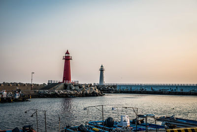 View of lighthouse in sea